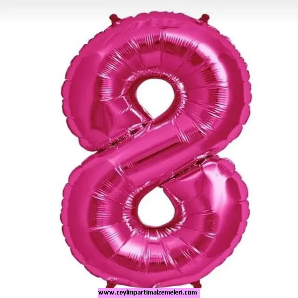 8 Rakam Fuşya Folyo Balon